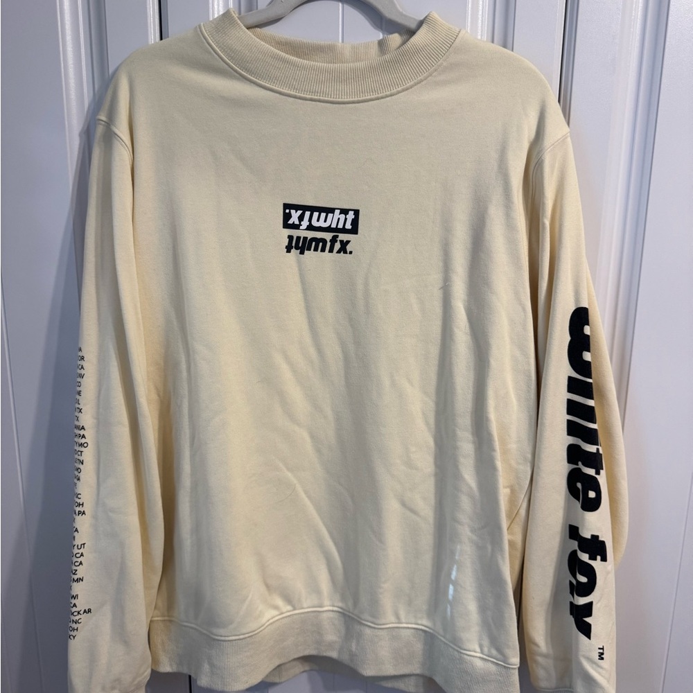 White Fox S/M pale yellow graphic crewneck